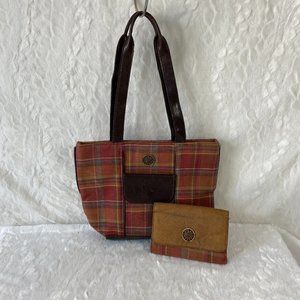 Vintage Longaberger Purse Handbag Tartan Plaid with matching wallet